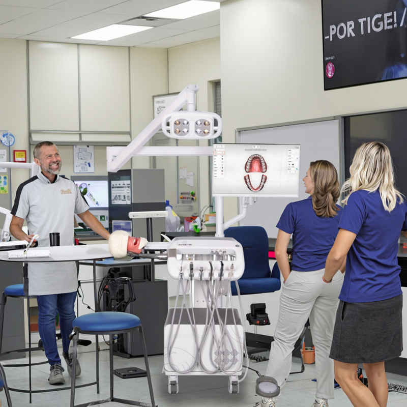 Σύστημα προσομοίωσης στοματικής κοιλότητας για προχωρημένη εκπαίδευση σε κολέγια Σύστημα προσομοίωσης προχωρημένης οδοντιατρικής εκπαίδευσης με συμπιεστή Χειρουργικό φως