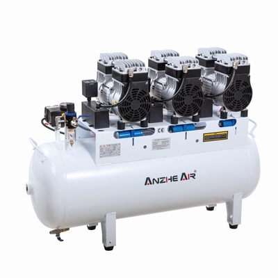 90L Σιωπηλός αεροσυμπιεστής Χωρίς λάδι 2500W οδοντιατρικός αεροσυμπιεστής χρησιμοποιείται για 6 οδοντιατρική καρέκλα