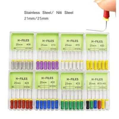 Endodontic H File Χάλυβα από ανοξείδωτο Χάλυβα Endo Dental Files Πολλαπλών μεγεθών Χημικός Φάκελος