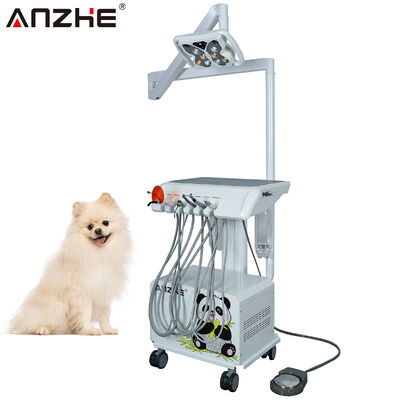 Portable Veterinary Dental Unit with Butterfly LED Dental Lamp Built In Air Compressor Suction Scaler Curing Light for Animal Dental Clinics