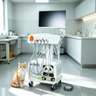 All in One Mobile Veterinary Dental Trolley, Small Animal Dental Treatment Cart with HD Intraoral Camera  Built in Suction for Vet Clinic